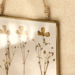 Toile, Tableau Et Affiche*alinea Cadre décoratif avec fleurs séchées 20x20cm - Doré