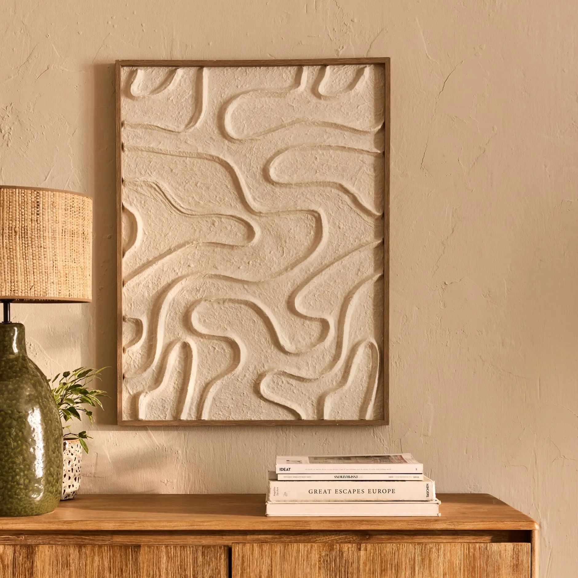 Toile, Tableau Et Affiche*alinea Cadre décoratif relief organique en papier de riz 60x80cm - Blanc