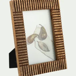 Cadre Photo*alinea Cadre photo en bois de manguier strié 16x20,5cm - Bois foncé