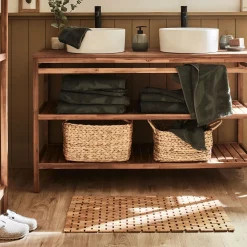 Tapis De Bain|Accessoire De Salle De Bain*alinea Caillebotis de douche en bambou 49,5x83cm - Naturel