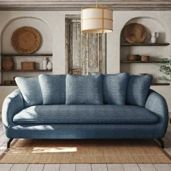 Canapé En Tissu|Canapé Convertible*alinea Canapé 3 places convertible en tissu tramé - Bleu