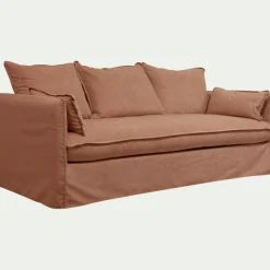 Canapé 4 Places*alinea Canapé 4 places convertible en tissu wind - terracotta Marron