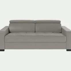 Canapé En Cuir|Canapé 3 Places*alinea Canapé 3 places convertible en tissu cuir avec accoudoirs 20cm - borie Gris