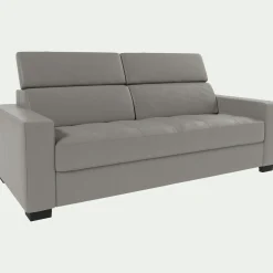 Canapé En Cuir|Canapé 3 Places*alinea Canapé 3 places convertible en tissu cuir avec accoudoirs 20cm - borie Gris