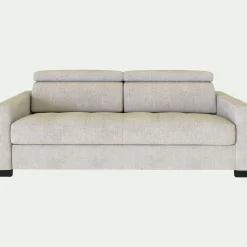 Canapé 3 Places*alinea Canapé 3 places convertible matelas Bultex en tissu monclar avec accoudoirs 15cm - roucas Beige
