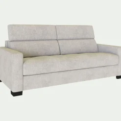 Canapé 3 Places*alinea Canapé 3 places convertible matelas Bultex en tissu monclar avec accoudoirs 15cm - roucas Beige