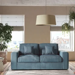 Canapé En Velours|Canapé 3 Places*alinea Canapé 3 places convertible en velours côtelé - Bleu