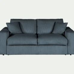 Canapé En Velours|Canapé 3 Places*alinea Canapé 3 places convertible en velours côtelé - Bleu