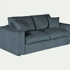 Canapé En Velours|Canapé 3 Places*alinea Canapé 3 places convertible en velours côtelé - Bleu