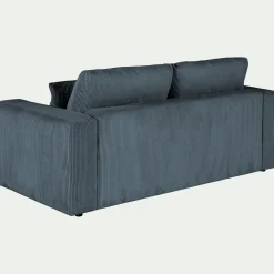 Canapé En Velours|Canapé 3 Places*alinea Canapé 3 places convertible en velours côtelé - Bleu