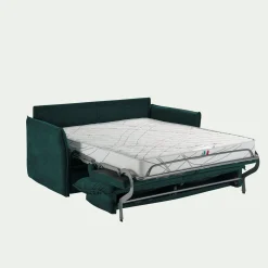Canapé En Tissu|Canapé 3 Places*alinea Canapé 3 places convertible en tissu avec matelas densité 35kg/m3 - Bleu