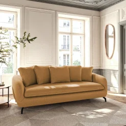 Canapé En Tissu|Canapé 3 Places*alinea Canapé 3 places convertible en tissu tramé - bronze Marron