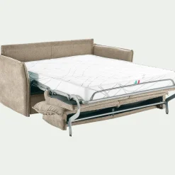 Canapé En Tissu|Canapé 3 Places*alinea Canapé 3 places convertible en tissu avec matelas densité 25kg/m3 - roucas Beige