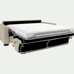 Canapé En Tissu|Canapé 3 Places*alinea Canapé 3 places convertible avec matelas Bultex en pop avec accoudoirs 15cm - Beige