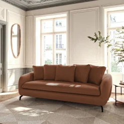 Canapé 3 Places*alinea Canapé 3 places convertible en tissu tramé - brun rustrel Marron