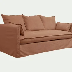 Canapé 3 Places*alinea Canapé 3 places convertible en tissu wind - terracotta Marron