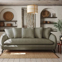 Canapé Convertible|Canapé Droit*alinea Canapé 3 places conible en tissu doux - garrigue Vert