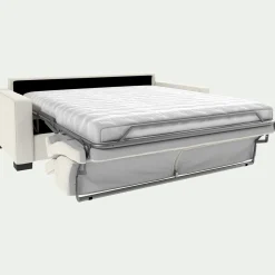 Canapé En Cuir|Canapé 3 Places*alinea Canapé 3 places convertible avec matelas Bultex en cuir avec accoudoirs 15cm - Blanc