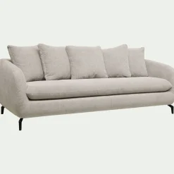 Canapé En Tissu|Canapé 4 Places*alinea Canapé 4 places convertible en tissu tramé piétement noir - roucas Beige