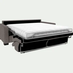 Canapé Convertible|Canapé Droit*alinea Canapé 3 places convertible avec matelas Bultex en pop avec accoudoirs 15cm - taupe Gris