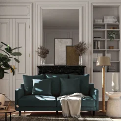 Canapé En Velours|Canapé En Tissu*alinea Canapé 3 places convertible en tissu velvet - foncé Bleu