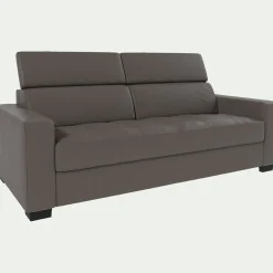 Canapé En Cuir|Canapé Convertible*alinea Canapé 3 places convertible en cuir avec accoudoirs 20cm - taupe