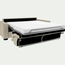 Canapé En Tissu|Canapé Convertible*alinea Canapé 3 places convertible en tissu pop avec accoudoirs 20cm - Beige