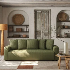 Canapé En Velours|Canapé 4 Places*alinea Canapé 4 places conible en velours côtelé - cèdre Vert