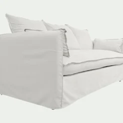 Canapé En Tissu|Canapé 3 Places*alinea Canapé 3 places convertible en tissu wind - écru Blanc