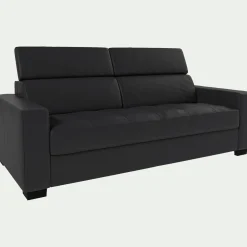 Canapé En Cuir|Canapé 3 Places*alinea Canapé 3 places convertible en cuir avec accoudoirs 20cm - Brun terre d'ombre Marron