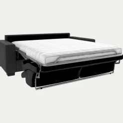 Canapé En Cuir|Canapé 3 Places*alinea Canapé 3 places convertible en cuir avec accoudoirs 20cm - Brun terre d'ombre Marron