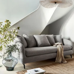 Canapé En Tissu|Canapé 4 Places*alinea Canapé 4 places convertible en tissu tramé piétement noir - ardoise Gris