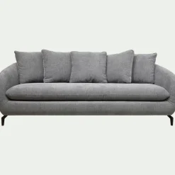 Canapé En Tissu|Canapé 4 Places*alinea Canapé 4 places convertible en tissu tramé piétement noir - ardoise Gris