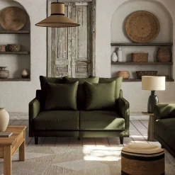 Canapé 2 Places*alinea Canapé 2 places droit conible matelas Bultex en tissu joint - cedre Vert