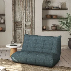 Canapé 3 Places*alinea Canapé 3 places en tissu bouclette - Bleu