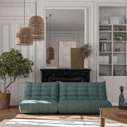 Canapé 2 Places*alinea Canapé 2 places fiixe en tissu chenille - Bleu calaluna