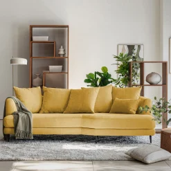 Canapé 5 Places*alinea Canapé 5 places fixe droit en tissu cannes - argan Jaune