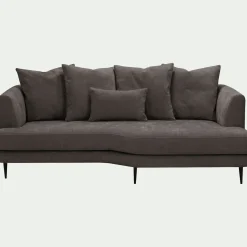 Canapé En Tissu|Canapé 3 Places*alinea Canapé 3 places fixe droit en tissu cannes - Marron