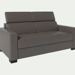 Canapé En Cuir|Canapé 2 Places*alinea Canapé 2 places fixe en cuir avec accoudoirs 15cm - taupe Gris