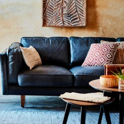 Canapé En Cuir|Canapé 3 Places*alinea Canapé 3 places fixe en cuir de vachette - Noir