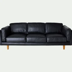 Canapé En Cuir|Canapé 3 Places*alinea Canapé 3 places fixe en cuir de vachette - Noir