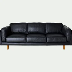 Canapé En Cuir|Canapé 3 Places*alinea Canapé 3 places fixe en cuir de vachette - Noir