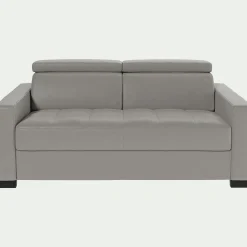 Canapé En Cuir|Canapé 2 Places*alinea Canapé 2 places fixe en cuir avec accoudoir 15cm - Gris borie