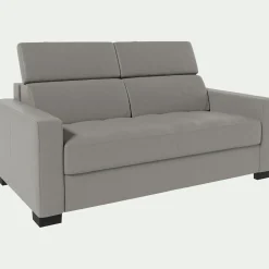 Canapé En Cuir|Canapé 2 Places*alinea Canapé 2 places fixe en cuir avec accoudoir 15cm - Gris borie