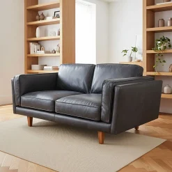 Canapé En Cuir|Canapé 2 Places*alinea Canapé 2 places fixe en cuir de vachette - Noir