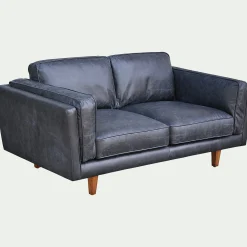 Canapé En Cuir|Canapé 2 Places*alinea Canapé 2 places fixe en cuir de vachette - Noir