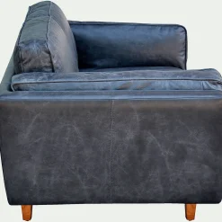 Canapé En Cuir|Canapé 2 Places*alinea Canapé 2 places fixe en cuir de vachette - Noir