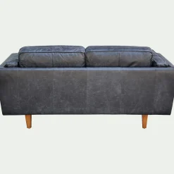 Canapé En Cuir|Canapé 2 Places*alinea Canapé 2 places fixe en cuir de vachette - Noir