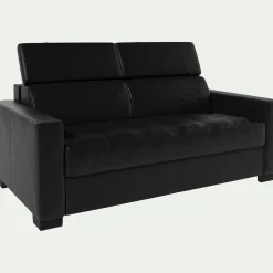 Canapé En Cuir|Canapé 2 Places*alinea Canapé 2 places fixe en cuir avec accoudoirs 15cm - Noir