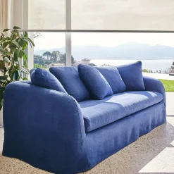 Canapé En Lin|Canapé 3 Places*alinea Canapé 3 places fixe en lin - marine Bleu